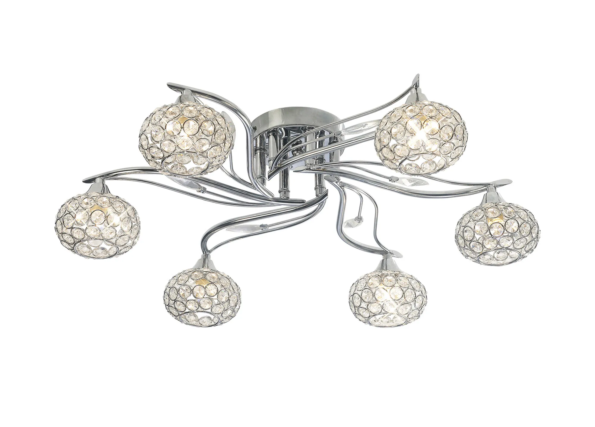 Leimo Crystal Ceiling 6 Light Polished Chrome IL30956  Diyas Leimo Polished Chrome